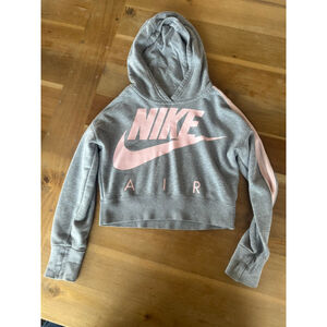 Girls Nike Gray Pink Logo Hoodie M
